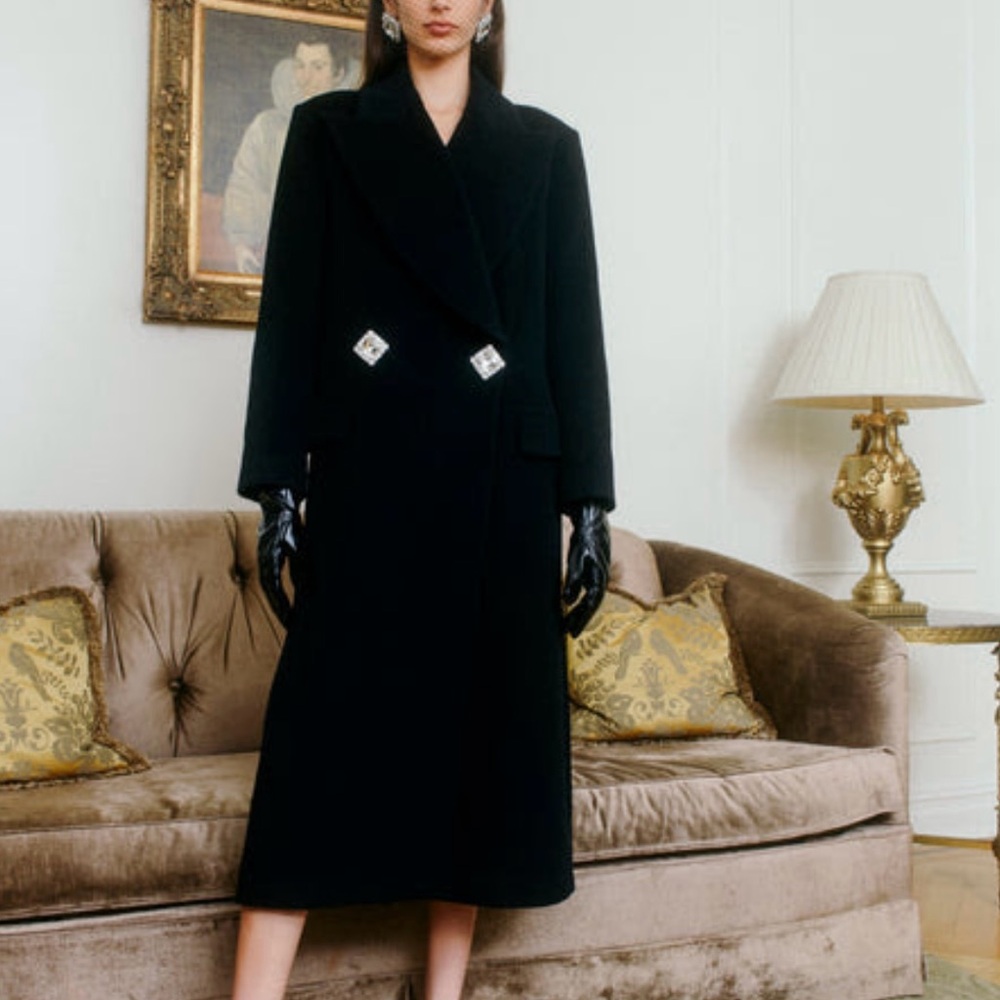 Nana Jacqueline black Wool coat with bow